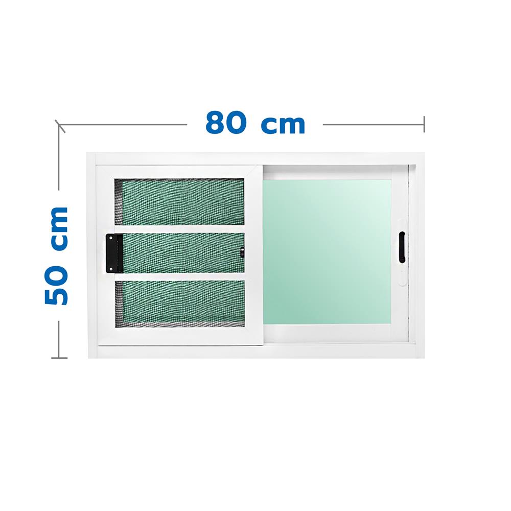 หน้าต่างบานเลื่อน อะลูมิเนียม S-S มุ้ง LYNN X-SERIES 80X50 ซม. สีขาว