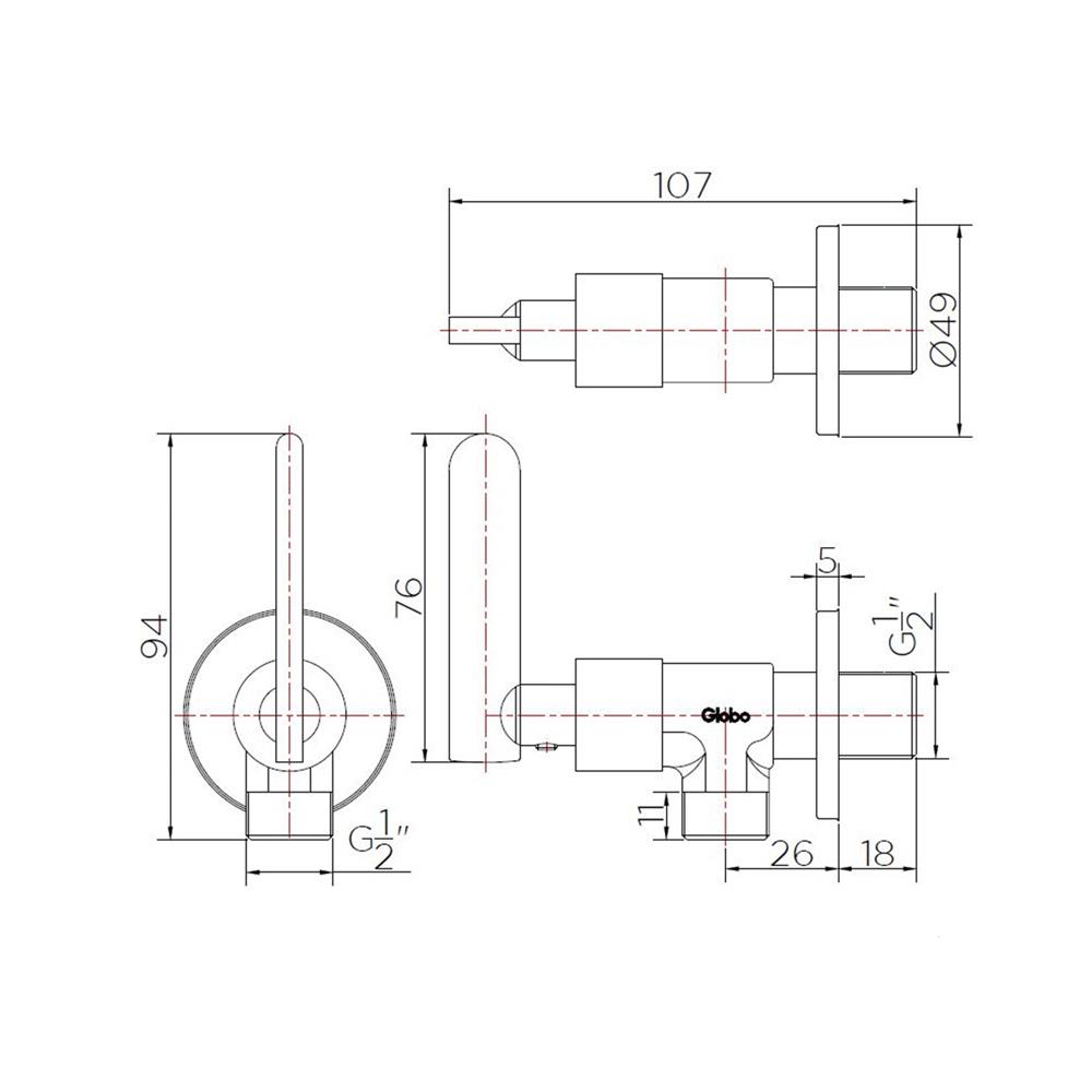 วาล์วฝักบัว 1 ทาง GLOBO GF-22-470B-50