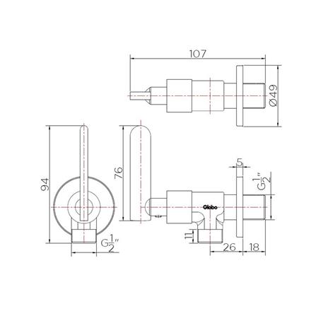 วาล์วฝักบัว 1 ทาง GLOBO GF-22-470B-50_1