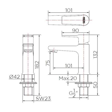 ก๊อกอ่างล้างหน้าเดี่ยว KARAT FAUCET KF-18-610-50_2