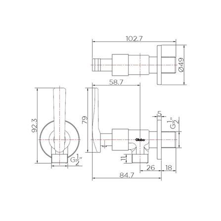วาล์วฝักบัว 1 ทาง GLOBO GF-23-470B-50_1