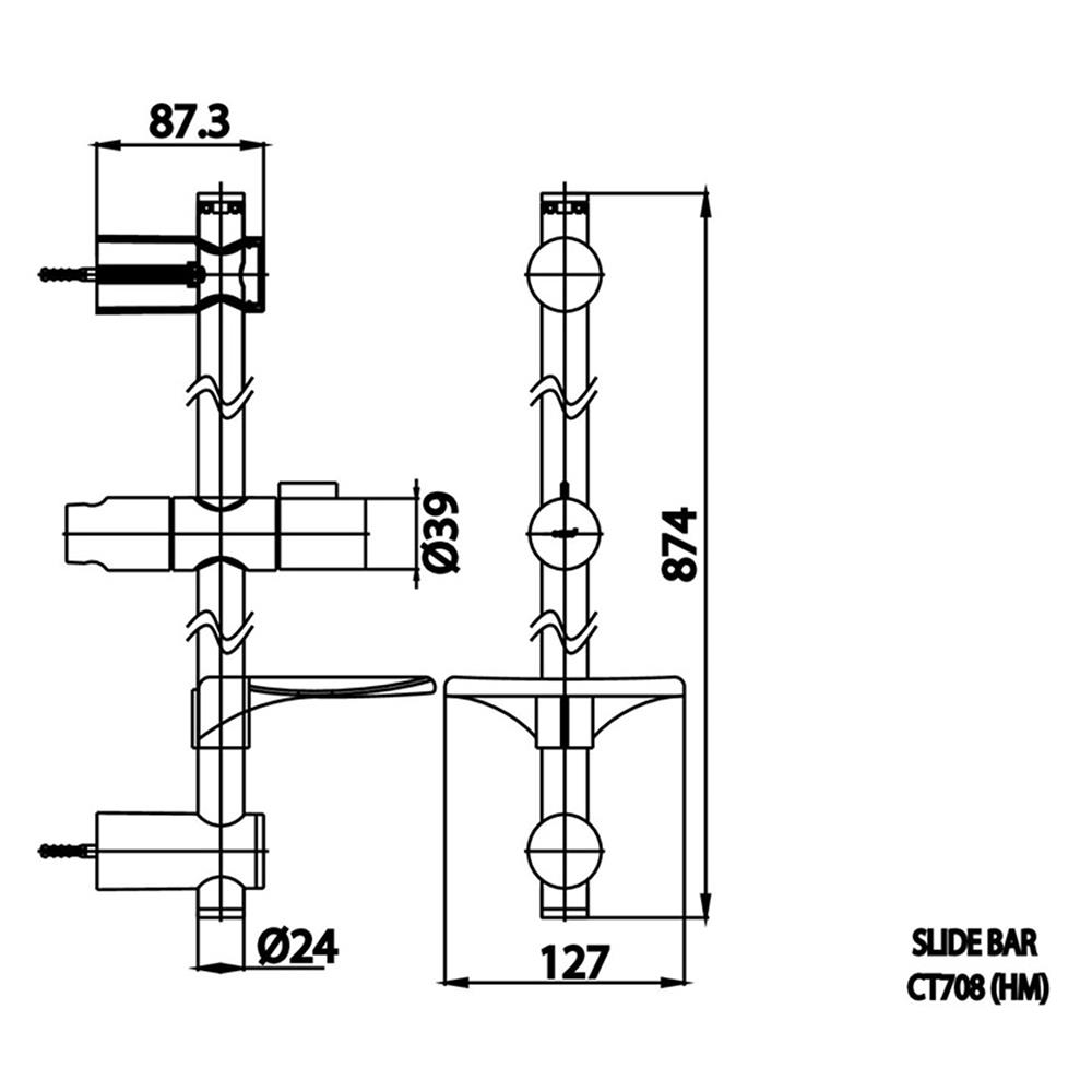 ราวเลื่อนฝักบัว COTTO CT708(HM) สีโครม