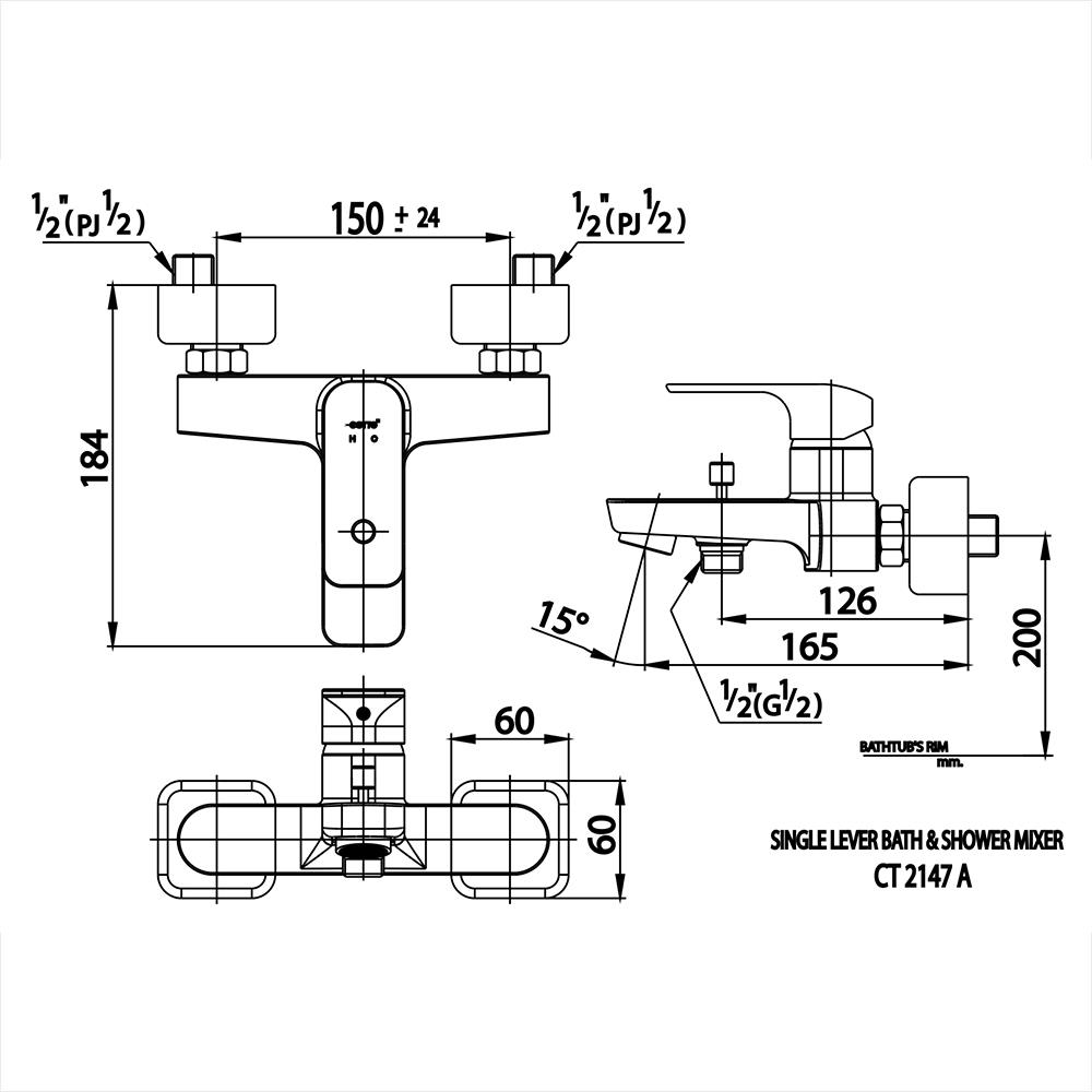 ก๊อกผสมอ่างอาบ COTTO CT2147A สีโครม