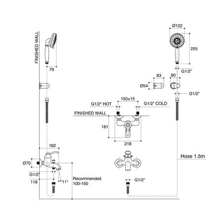 ก๊อกผสมลงอ่างและยืนอาบ KOHLER K-72695X-B4-CP_1