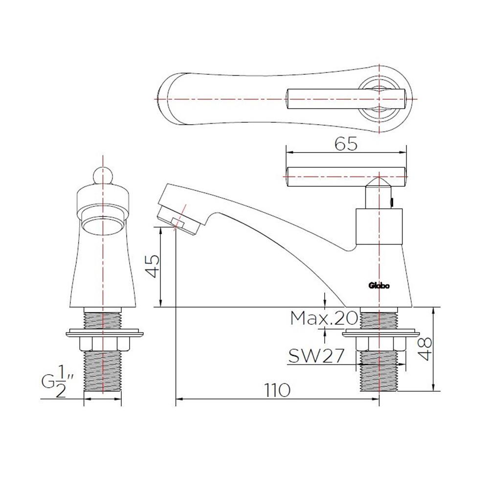 ก๊อกอ่างล้างหน้าเดี่ยว GLOBO GF-24-100A-50