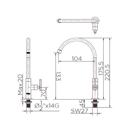 ก๊อกซิงค์เดี่ยวเคาน์เตอร์ GLOBO GF-24-511A-50 สีโครม_1