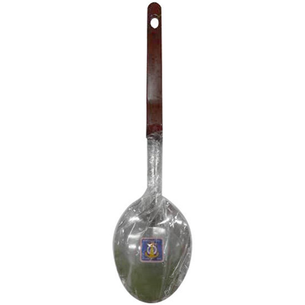 ทัพพีสเตนเลสใหญ่ ตราสมอ ด้ามน้ำตาล