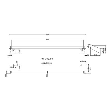 ราวแขวนผ้า PRIME NM-305 60 ซม. สเตนเลส_3