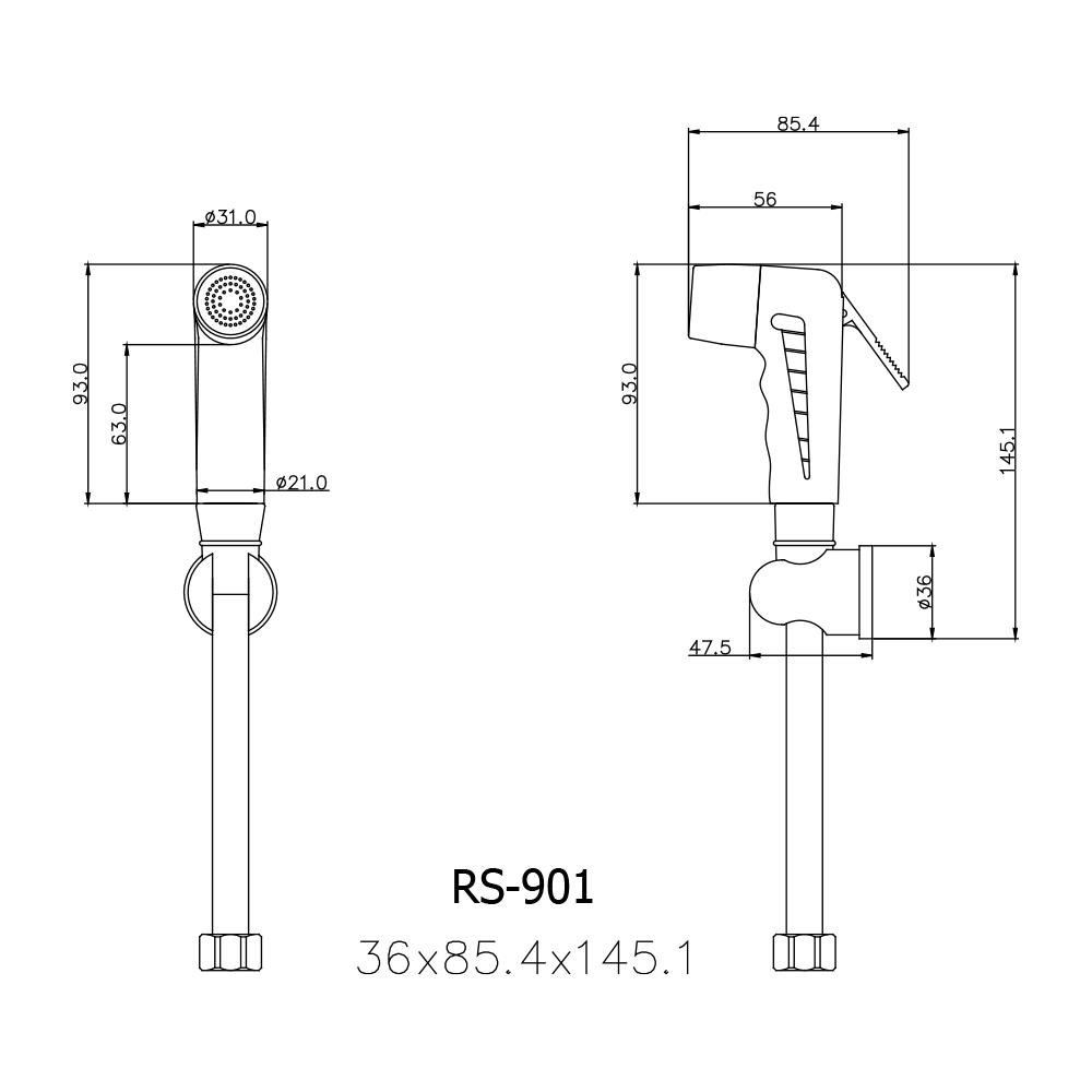 สายฉีดชำระครบชุด PRIME RS-901-WH-00 สีขาว