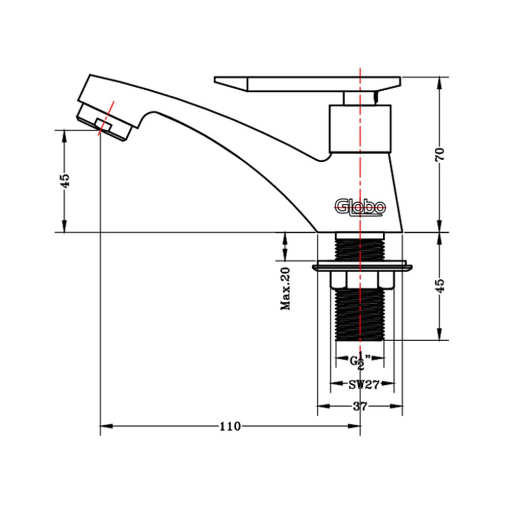 ก๊อกอ่างล้างหน้าเดี่ยว GLOBO GF-25-100A-5