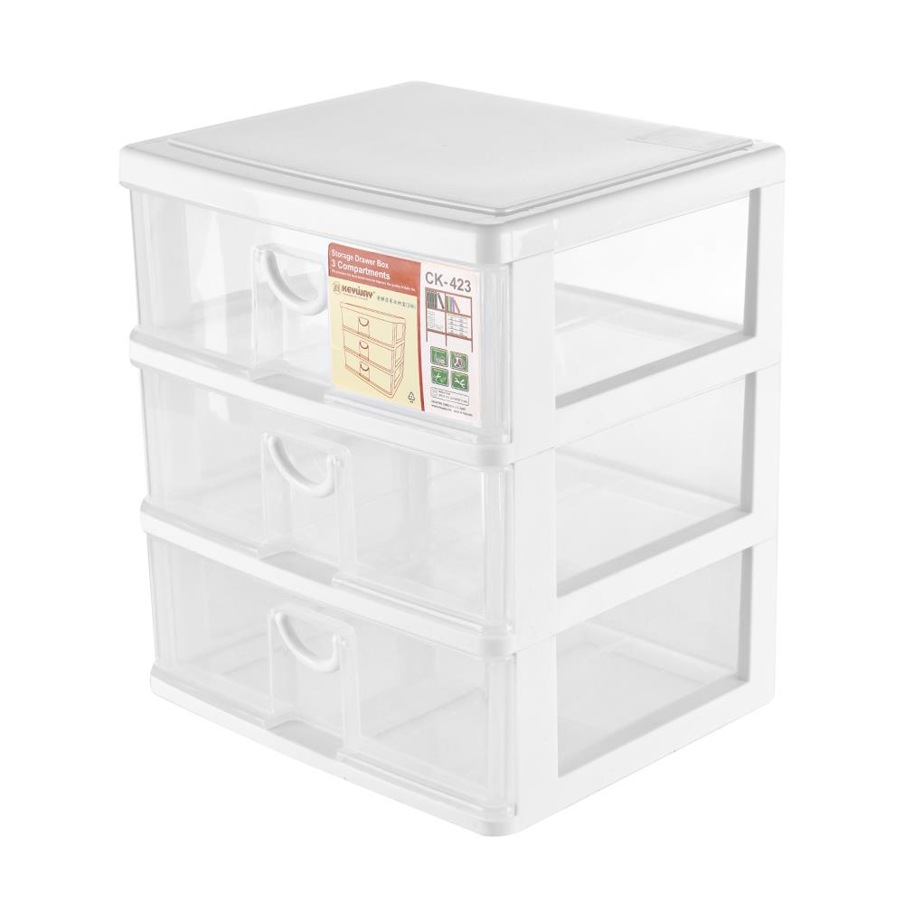 กล่องลิ้นชักเล็ก 3 ชั้น KEYWAY CK423 24x20.5x27.5 ซม. สีขาว