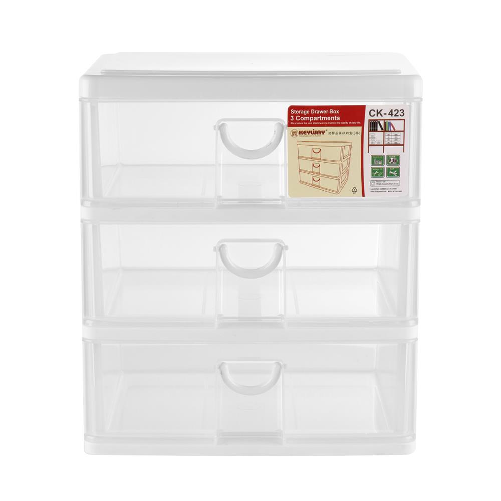 กล่องลิ้นชักเล็ก 3 ชั้น KEYWAY CK423 24x20.5x27.5 ซม. สีขาว