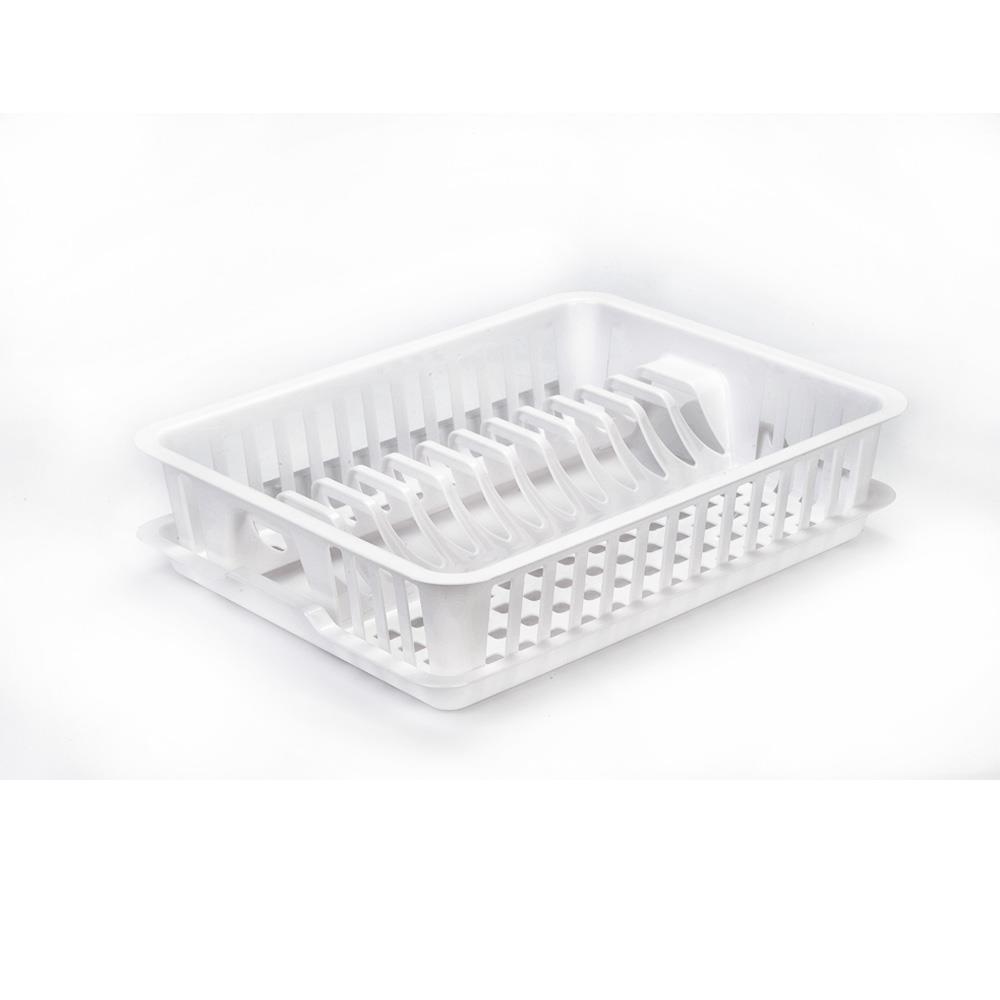 ชั้นคว่ำจานพลาสติก MINI มีถาดรอง SN 540 สีขาว