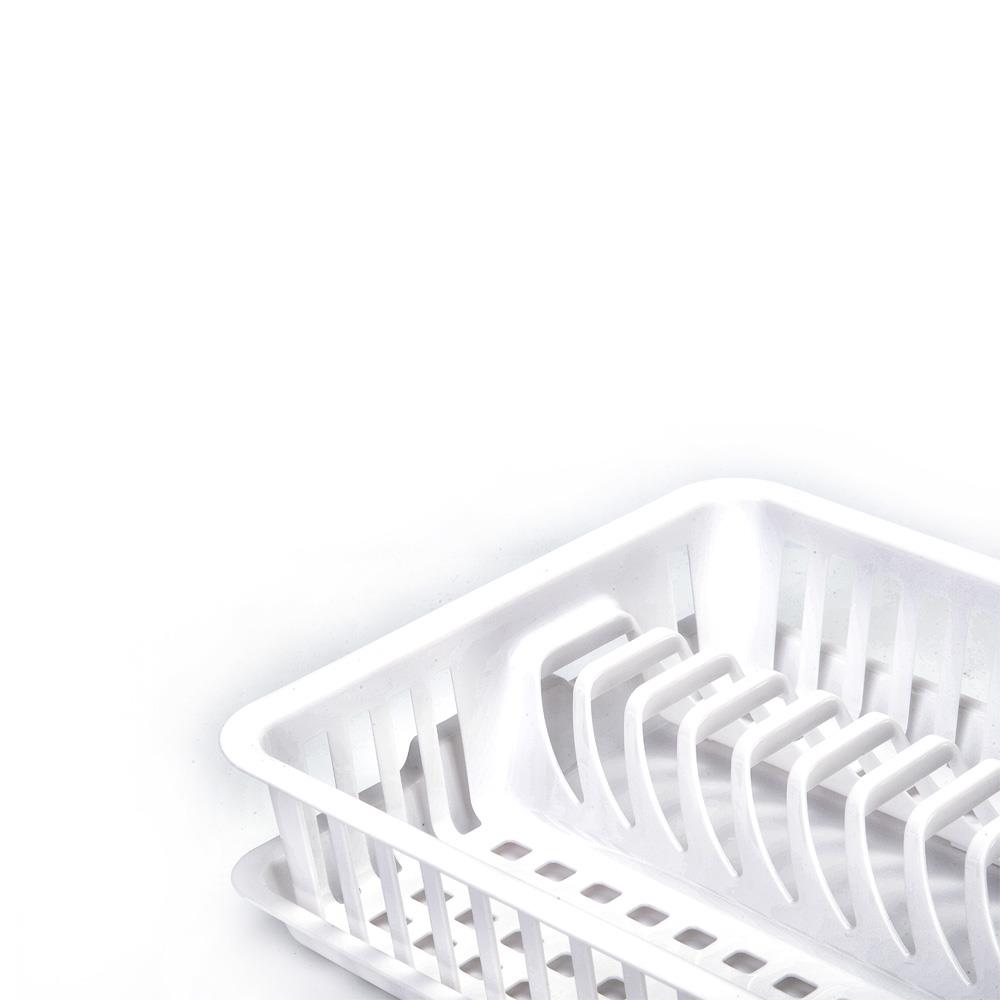 ชั้นคว่ำจานพลาสติก MINI มีถาดรอง SN 540 สีขาว