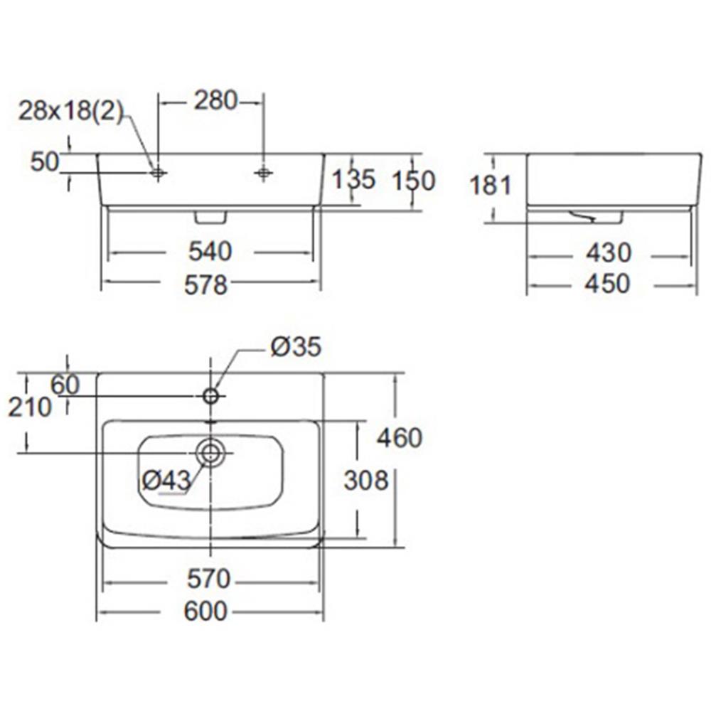 อ่างล้างหน้าแขวน AMERICAN STANDARD TF-0507W-WT สีขาว