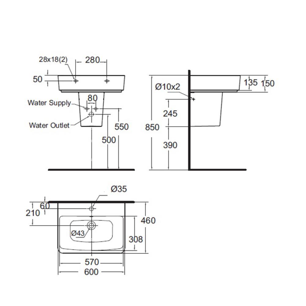 ขารองอ่างล้างหน้าแบบแขวน AMERICAN STANDARD TF-0707-WT สีขาว