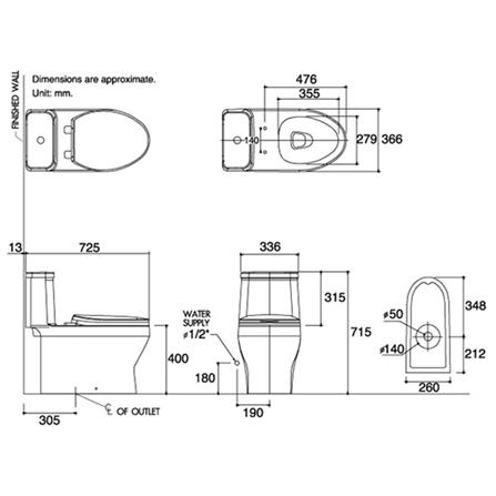 สุขภัณฑ์ 1 ชิ้น KARAT K-99192X-S-WK 3/4.5L สีขาว_1
