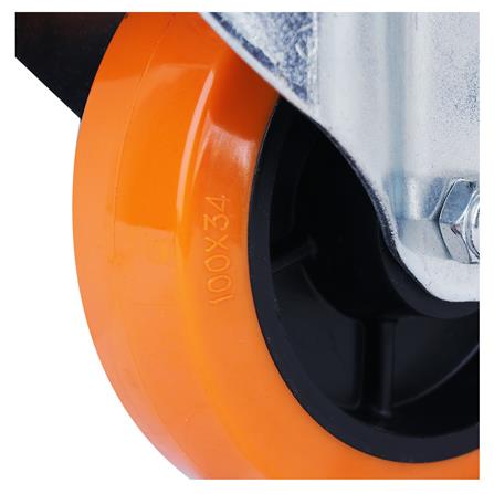 ลูกล้อโพลียูรีเทน LEON แป้นหมุน มีเบรก 4 นิ้ว สีส้ม_2