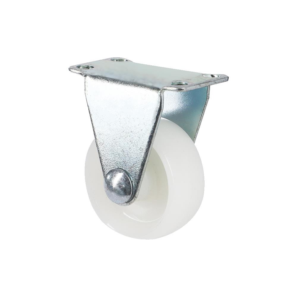 ลูกล้อไนลอน LEON แป้นตาย ไม่มีเบรก 1.25 นิ้ว สีขาว