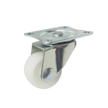 ลูกล้อไนลอน LEON แป้นหมุน ไม่มีเบรก 1 นิ้ว สีขาว