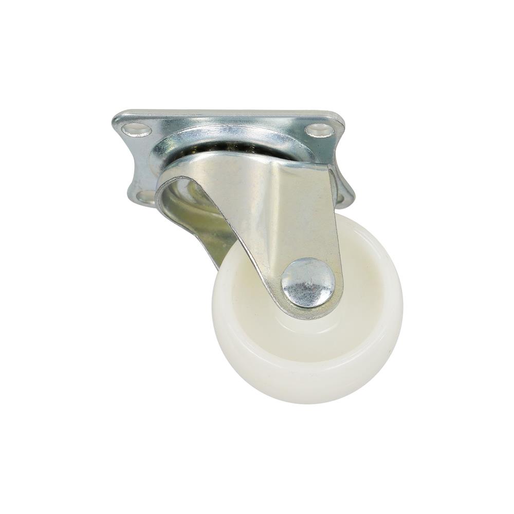 ลูกล้อไนลอน LEON แป้นหมุน ไม่มีเบรก 1.25 นิ้ว สีขาว