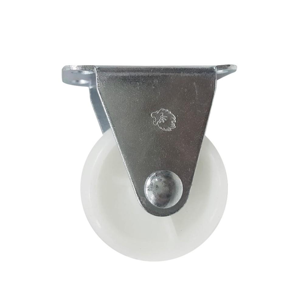 ลูกล้อไนลอน LEON แป้นตาย ไม่มีเบรก 1.5 นิ้ว สีขาว