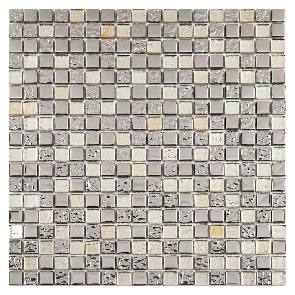 โมเสคแก้ว 30x30x0.60 ซม. เมทัล มิกซ์ เบจ