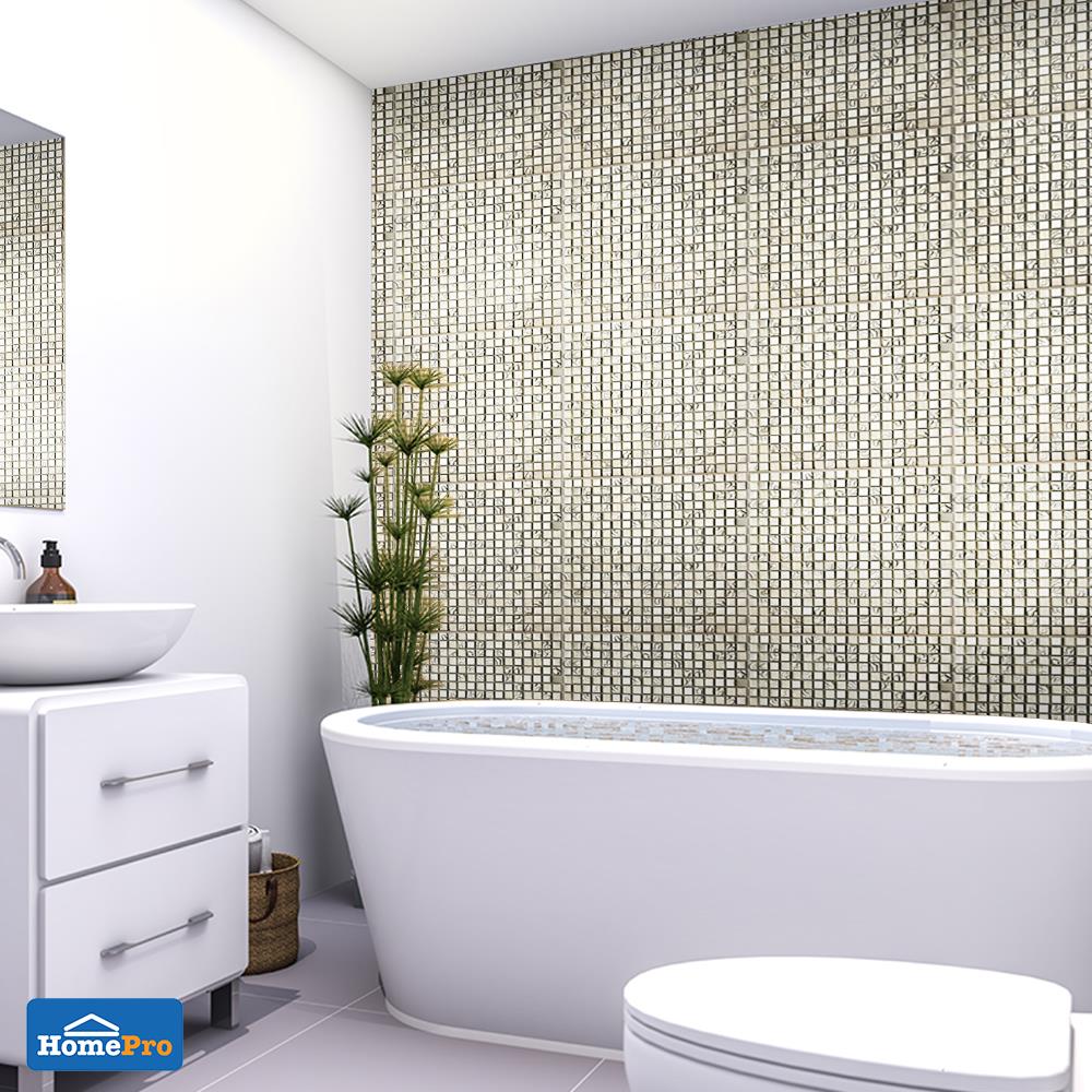 โมเสคแก้ว 30x30x0.60 ซม. เมทัล มิกซ์ เบจ