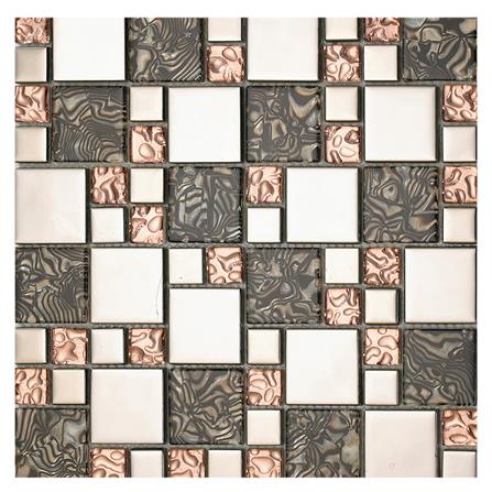 โมเสคแก้ว 30x30x0.60 ซม. ซิลเวอร์ บี-มิกซ์