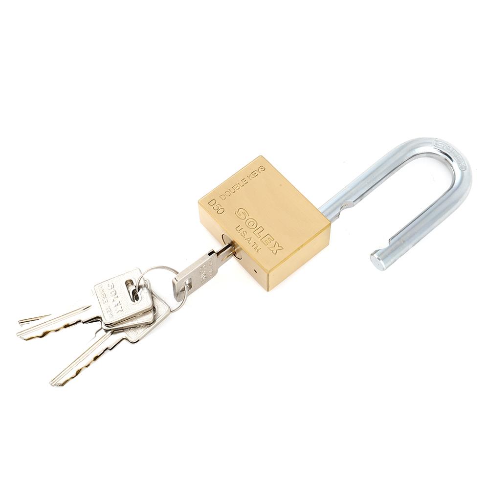 กุญแจลูกปืน SOLEX DOUDLE KEY SD50L 50 มม. สีทองเหลืองขัดเงา