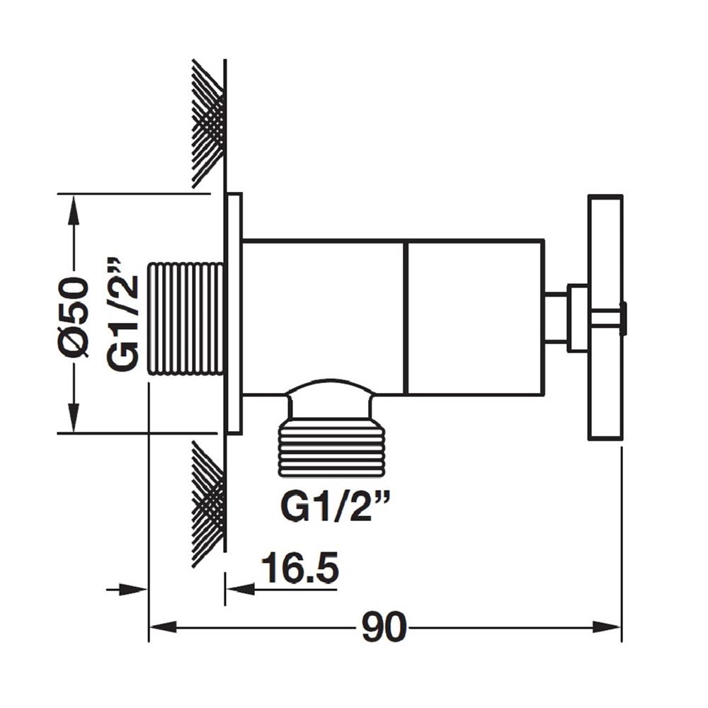 สต๊อปวาล์ว 1 ทาง HAFELE 495.60.813 สีโครม