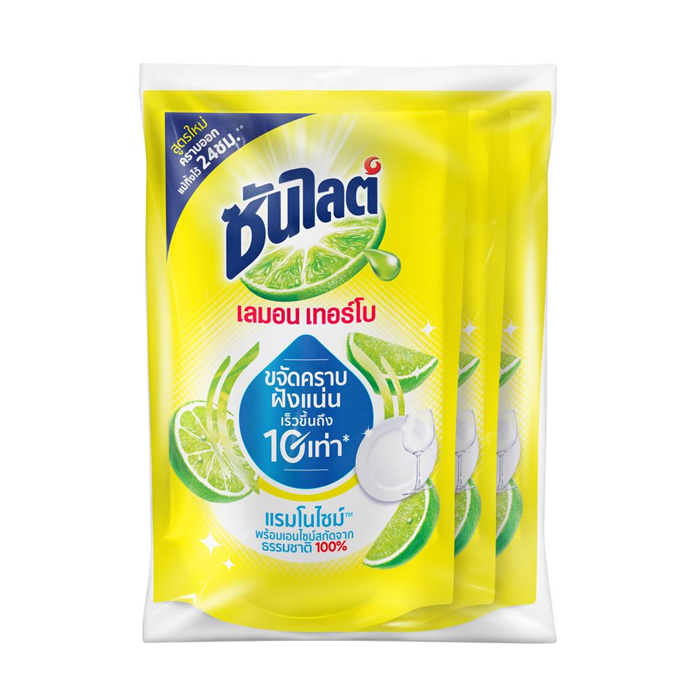 น้ำยาล้างจาน SUNLIGHT 500 มล. เลมอน เทอร์โบ (แพ็ก 3 ชิ้น)