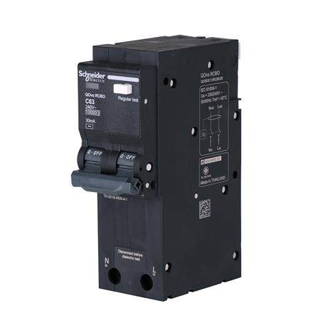 เมนเซอร์กิตเบรกเกอร์ 63 แอมป์ พร้อมกันไฟดูด/กันไฟรั่ว 2 โพล 1 เฟส SCHNEIDER 10kA_1