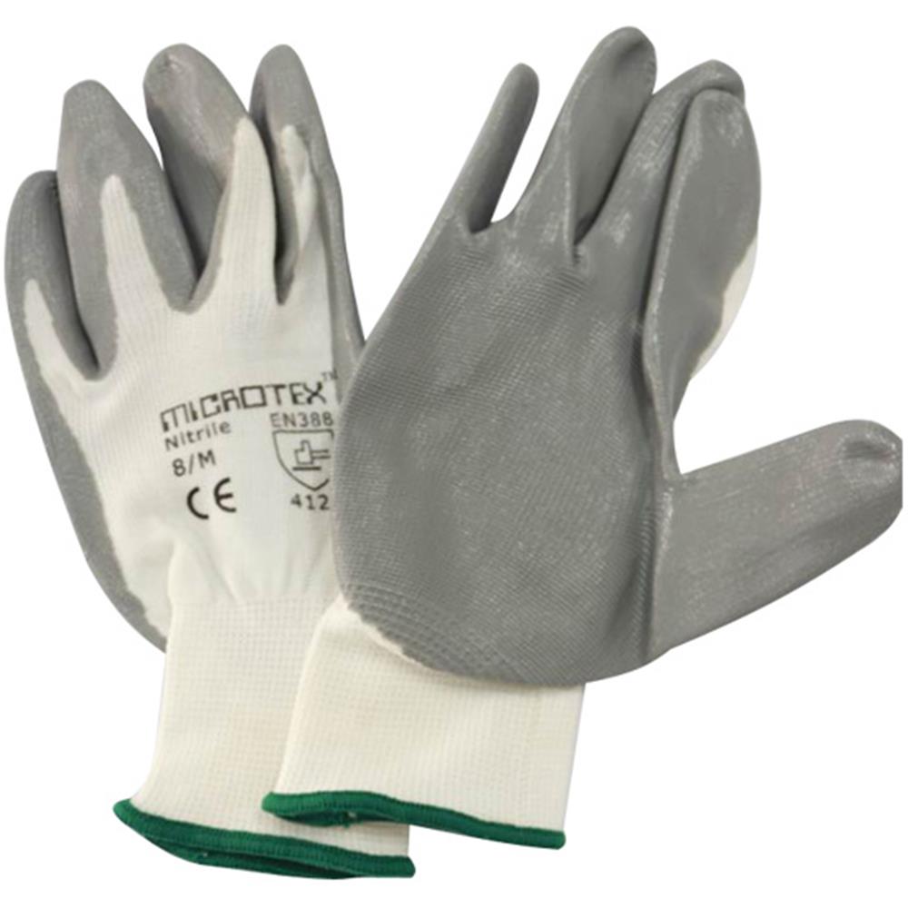 ถุงมือถักเคลือบไนไตร MICROTEX สีขาว