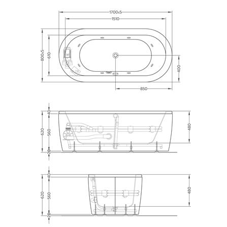 อ่างอาบน้ำ CRISTINA CT-SE-H170080WP 170 ซม. สีขาว_3