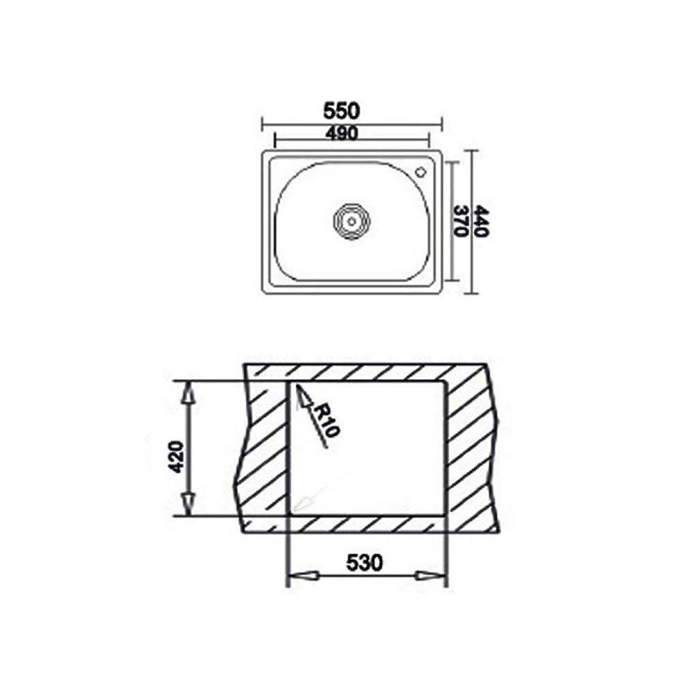 ซิงค์ฝัง 1 หลุม LINEA VIVA 1B สเตนเลส