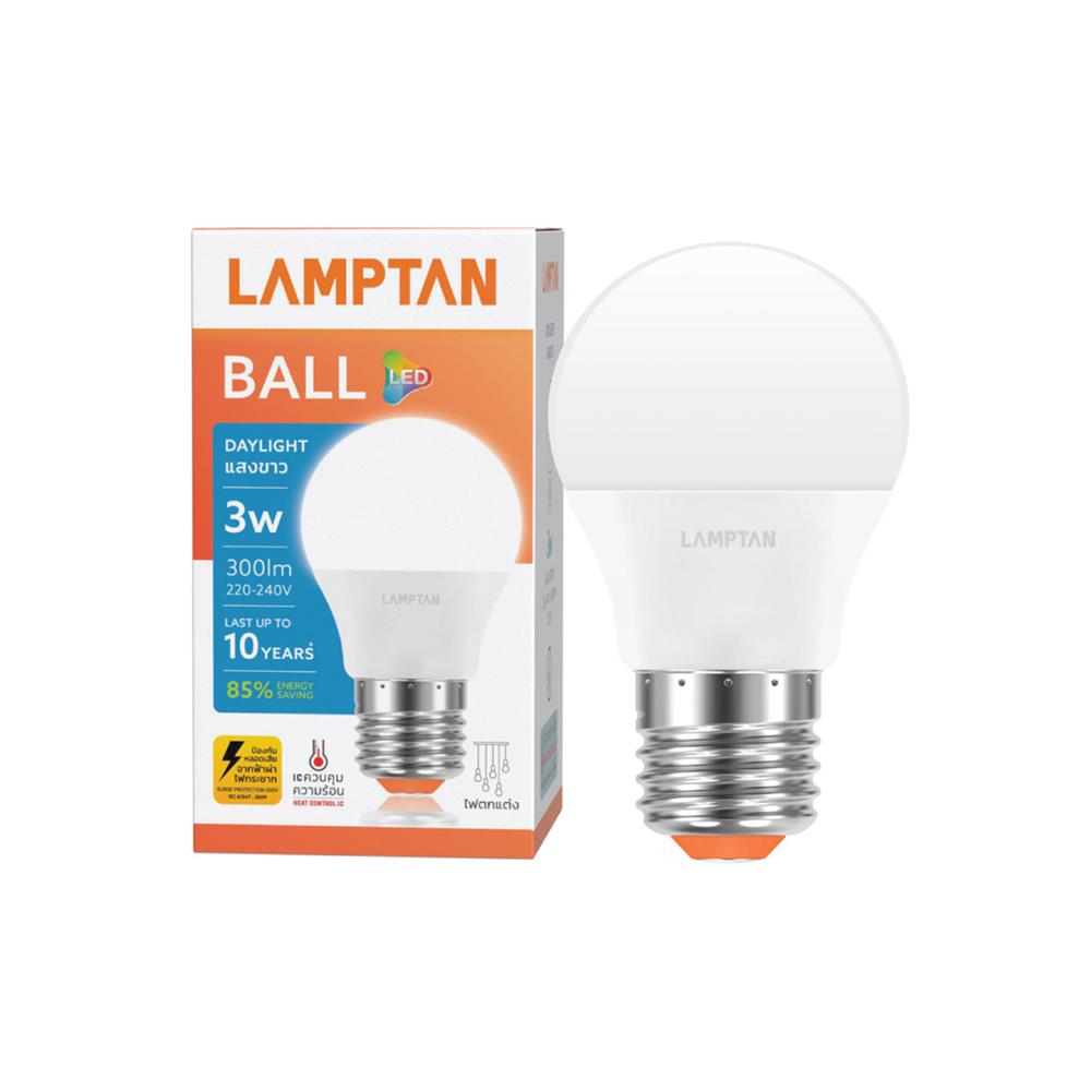 หลอด LED LAMPTAN BALL A45 3 วัตต์ DAYLIGHT E27