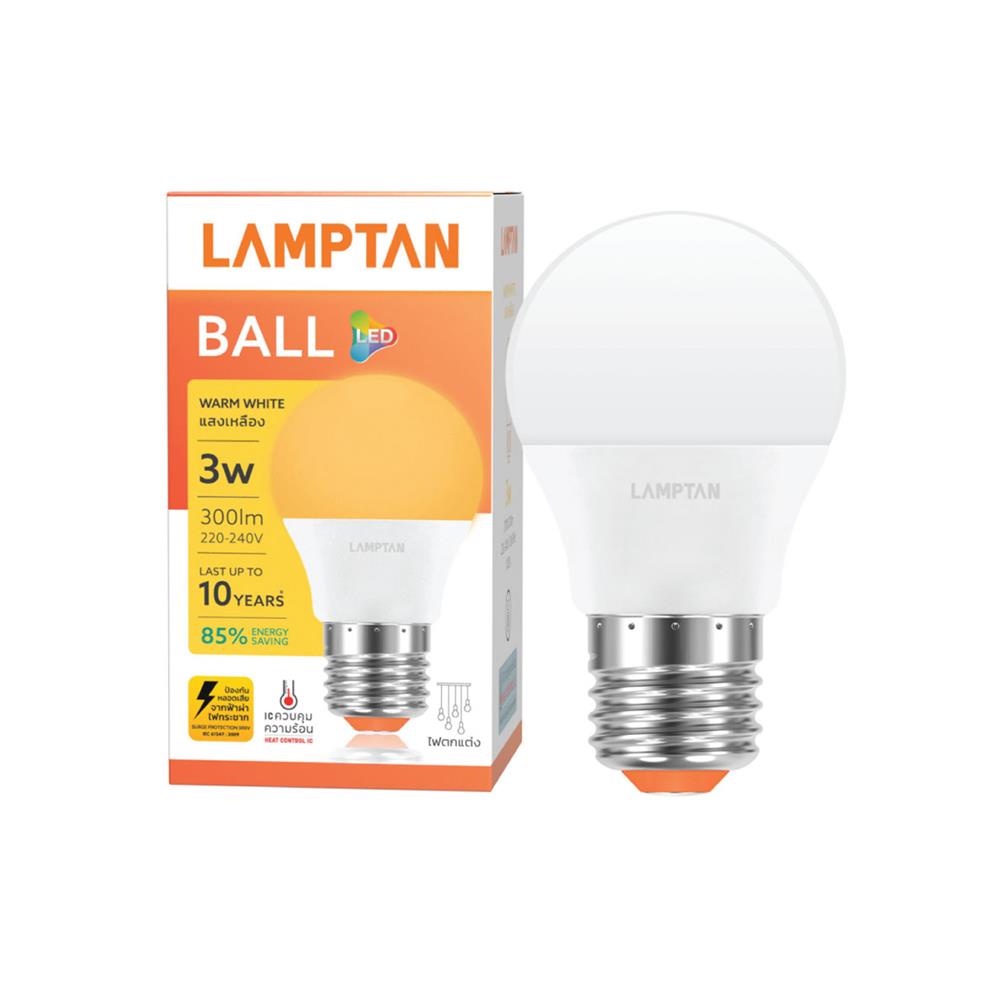 หลอด LED LAMPTAN BALL A45 3 วัตต์ WARM WHITE E27