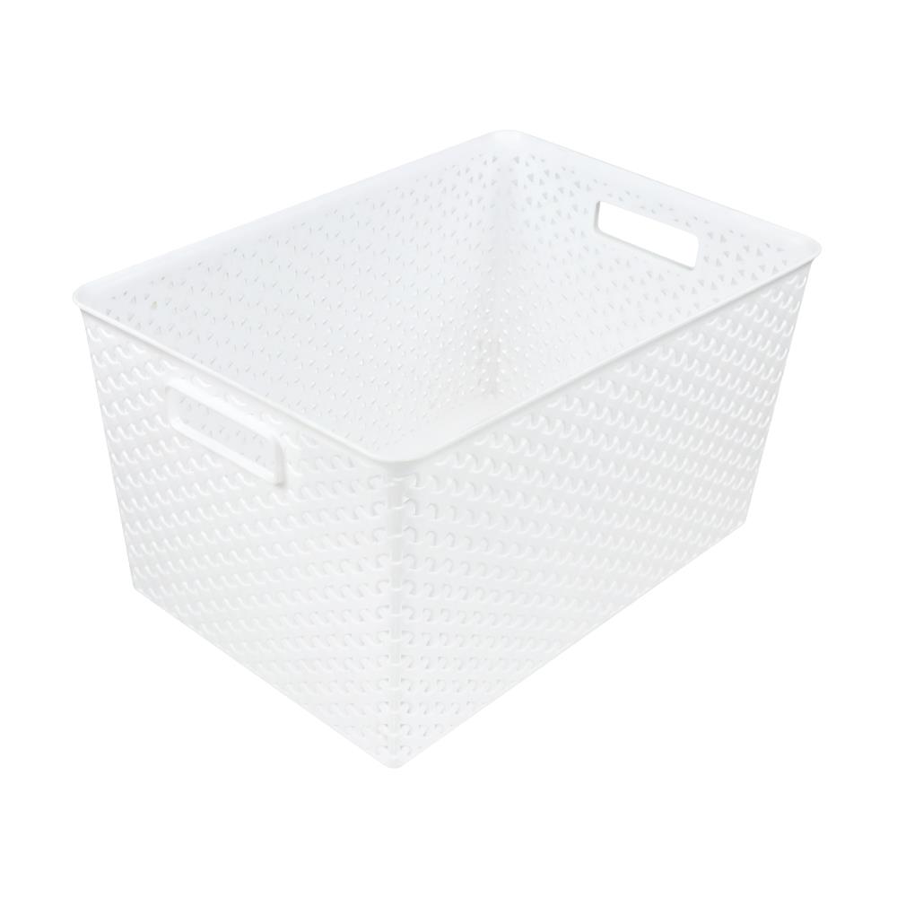 ตะกร้าเหลี่ยม+ฝา ขนาด L 5033 ขาว
