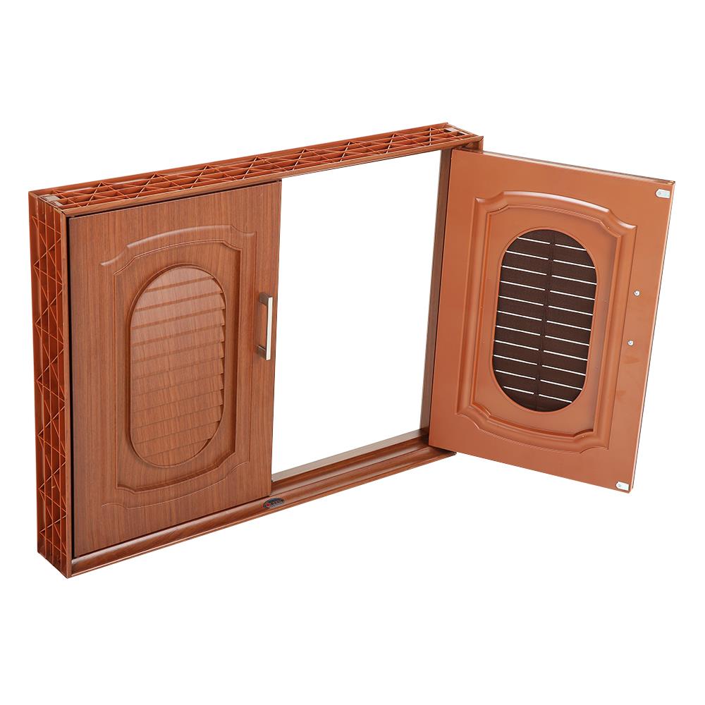 บานซิงค์คู่ QUEEN เกล็ดแก้ว 85x65 ซม. สีไม้สัก