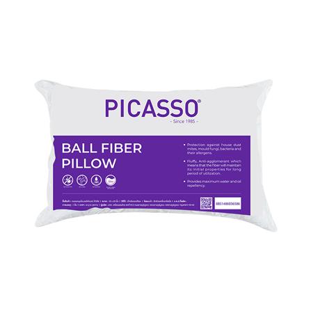 หมอนหนุน ใยบอลไมโครไฟเบอร์ PICASSO BALL FIBER FIRM 19x29 นิ้ว สีขาว_4