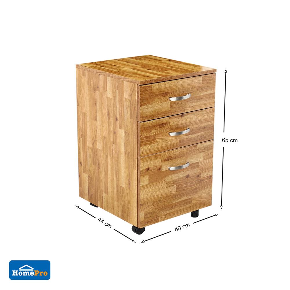 ตู้ลิ้นชัก 3 ลิ้นชัก FURDINI S-09A สีโอ๊ค