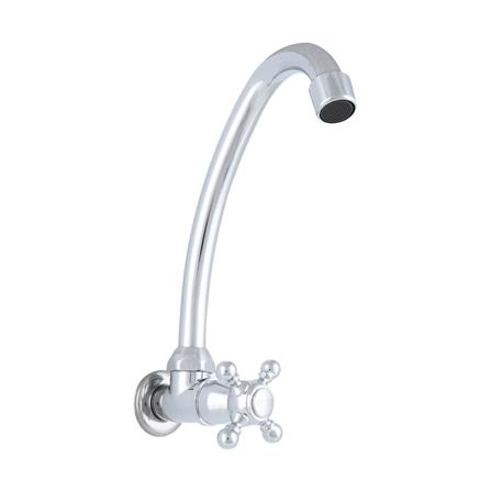 ก๊อกซิงค์เดี่ยวติดผนัง HOEN H-1201 สีโครม