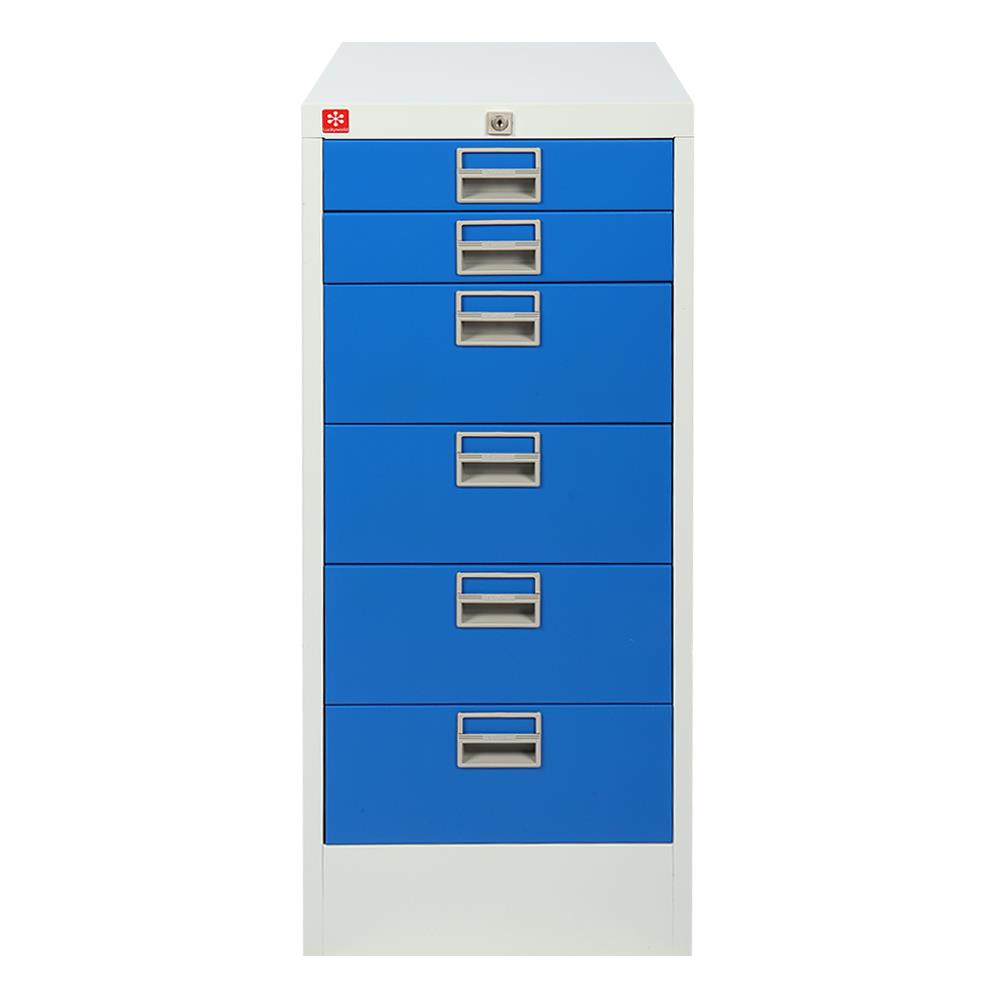 ตู้ลิ้นชักเหล็ก 6 ลิ้นชัก LUCKY WORLD CDX-6-RG สีน้ำเงิน