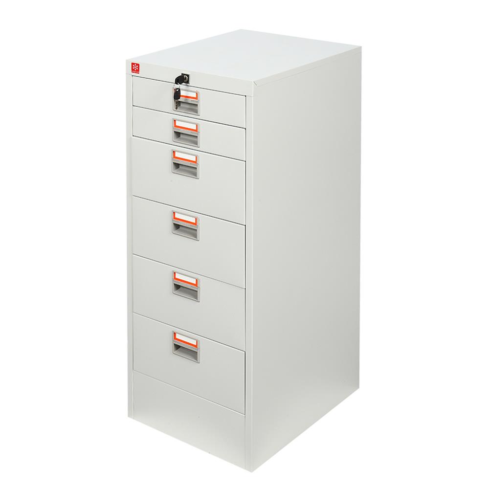 ตู้ลิ้นชักเหล็ก 6 ลิ้นชัก LUCKY WORLD CDX-6-TG สีเทาทราย