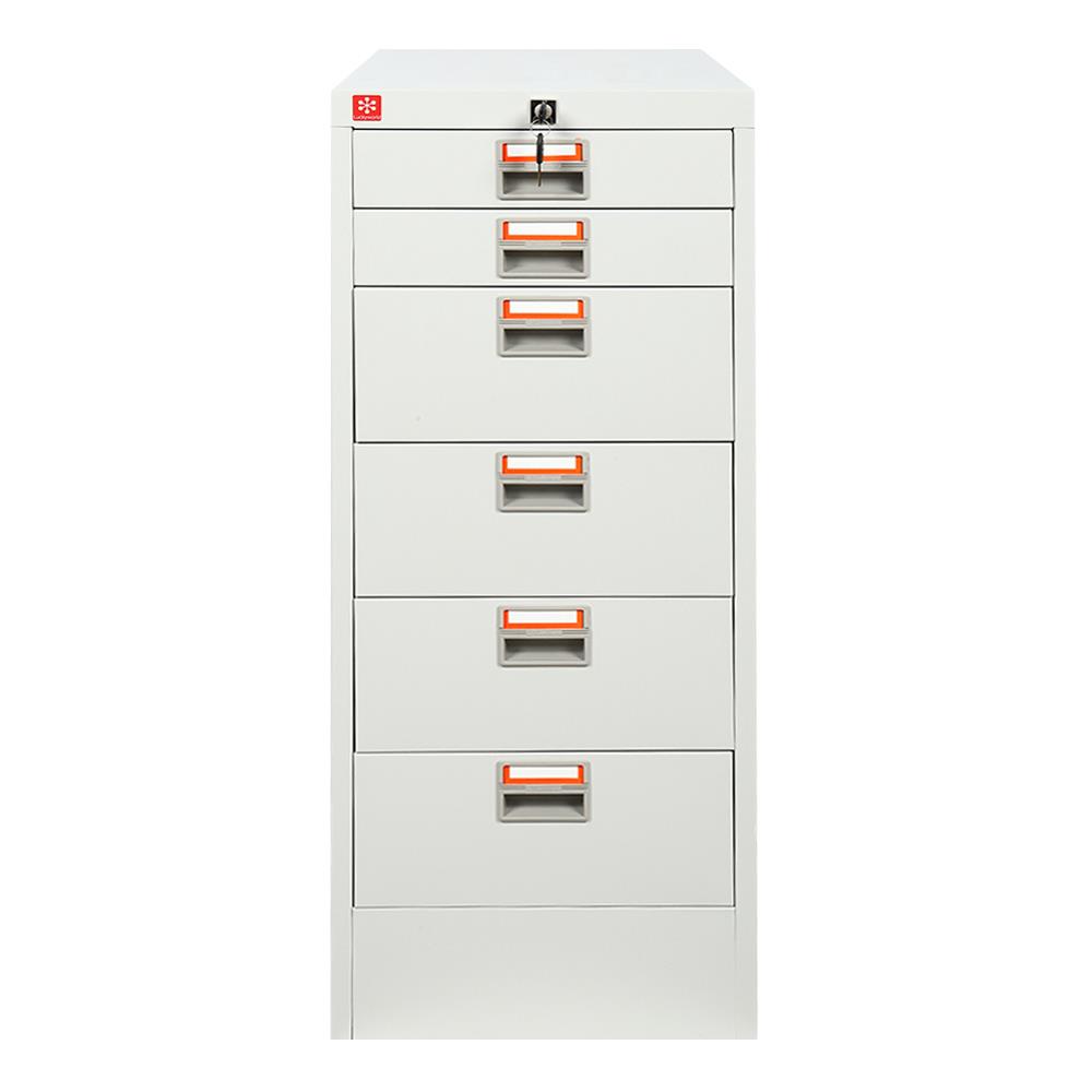 ตู้ลิ้นชักเหล็ก 6 ลิ้นชัก LUCKY WORLD CDX-6-TG สีเทาทราย