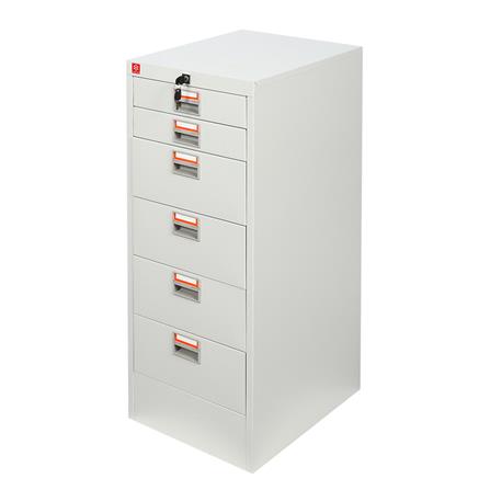 ตู้ลิ้นชักเหล็ก 6 ลิ้นชัก LUCKY WORLD CDX-6-TG สีเทาทราย