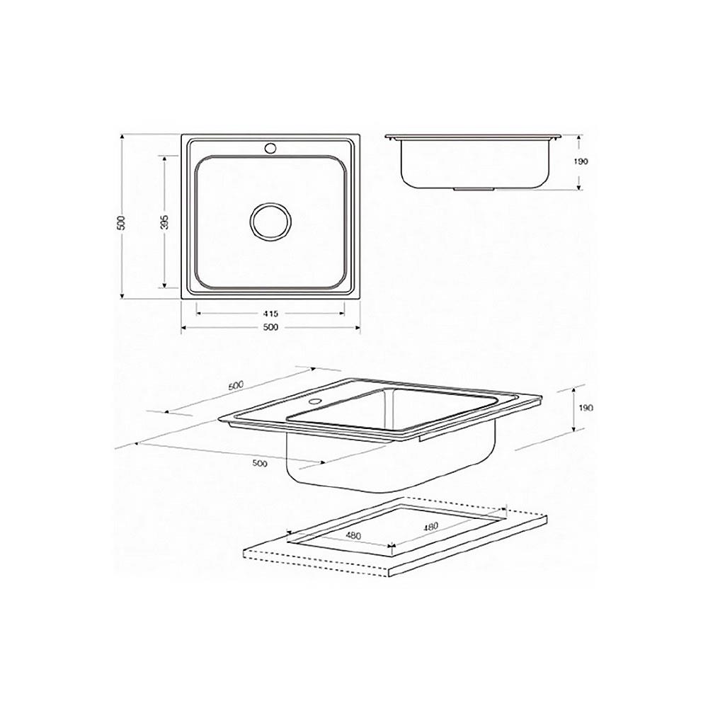ซิงค์ฝัง 1หลุม MEX DLS50B สเตนเลส