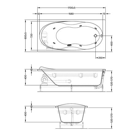 อ่างอาบน้ำ CRISTINA CT-ID170080WP 170 ซม. สีขาว_3