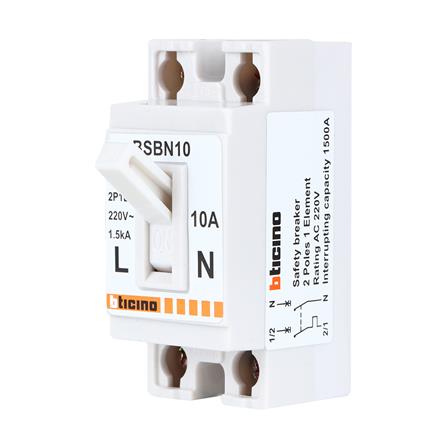 เซอร์กิตเบรกเกอร์แบบลอย 10 แอมป์ 2 โพล 1 เฟส BTICINO รุ่น BSBN10_1